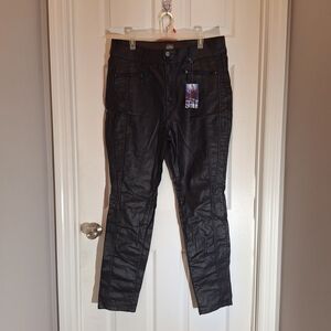 New York & Company Jennifer Hudson Black Waxed Denim Soho Leggings NWT